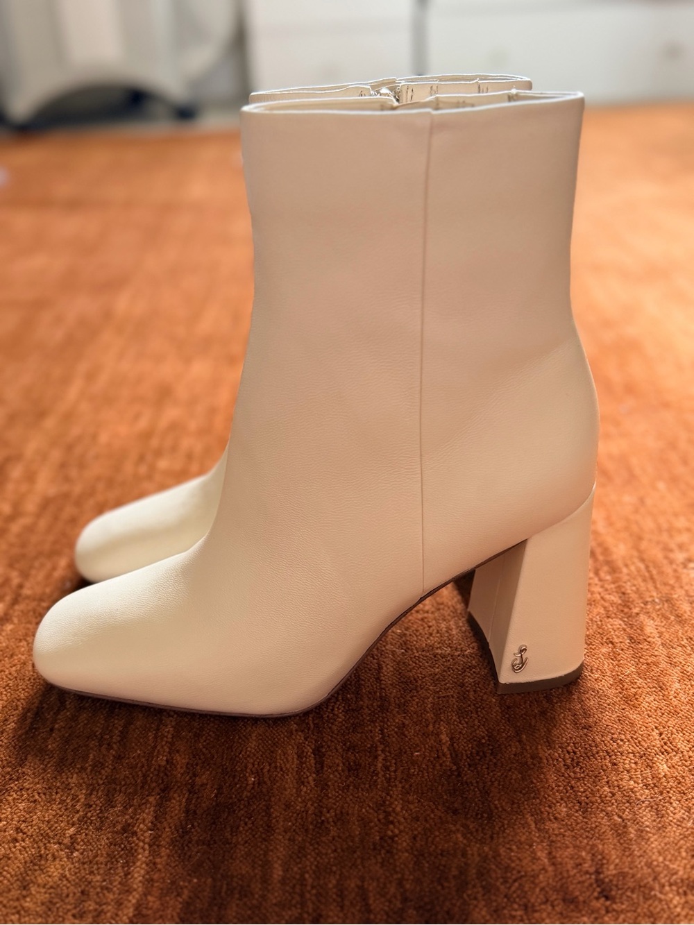 Sam Edelman Women's Cream Ankle Boots with Side Zip